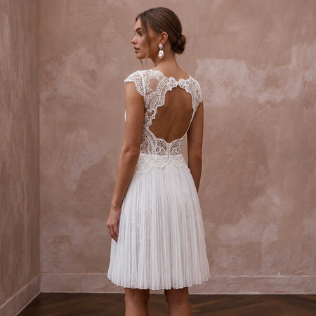 Short Wedding Dresses with Romantic Lace Details - Apparel & Accessories > Clothing > Wedding & Bridal Party Dresses > Wedding Dresses - Mignonette Bridal