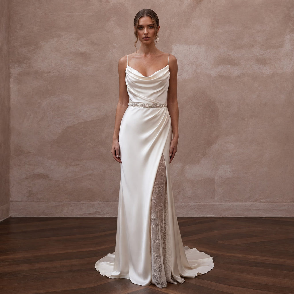 Silk Charmeuse Bridal Gowns with Luxurious Drape - Apparel & Accessories > Clothing > Wedding & Bridal Party Dresses > Wedding Dresses - Mignonette Bridal