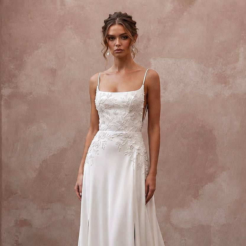 Silk Charmeuse Wedding Dresses with Flowing Silhouettes - Apparel & Accessories > Clothing > Wedding & Bridal Party Dresses > Wedding Dresses - Mignonette Bridal
