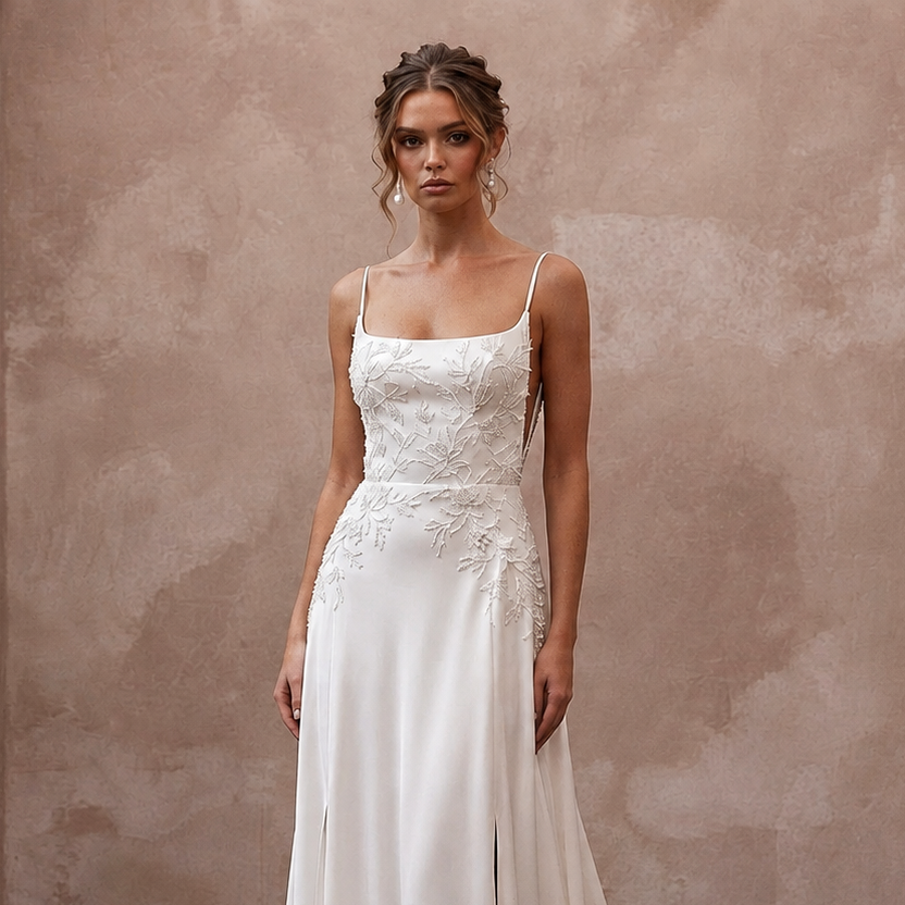 Silk Charmeuse Wedding Dresses with Flowing Silhouettes