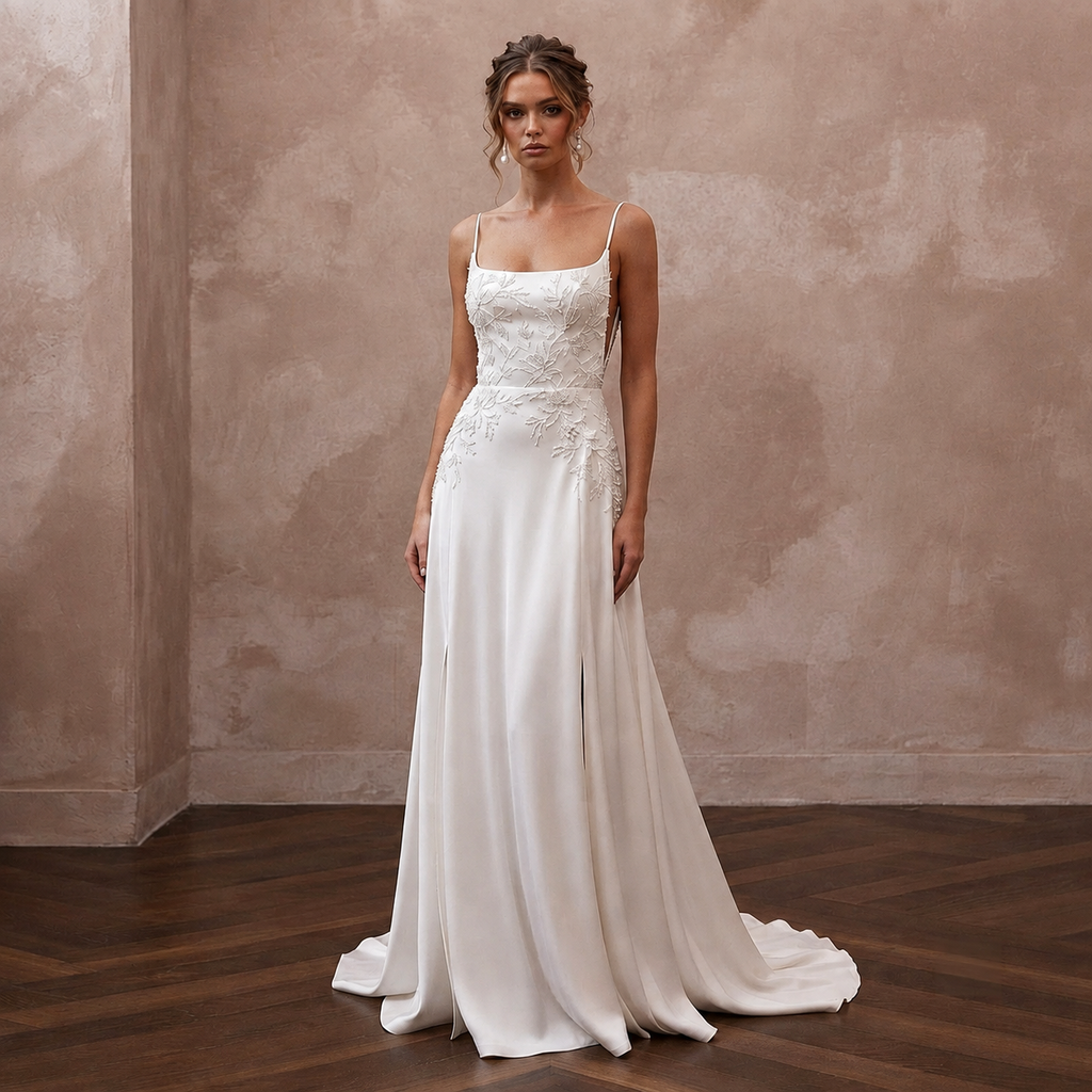 Silk Charmeuse Wedding Dresses with Flowing Silhouettes