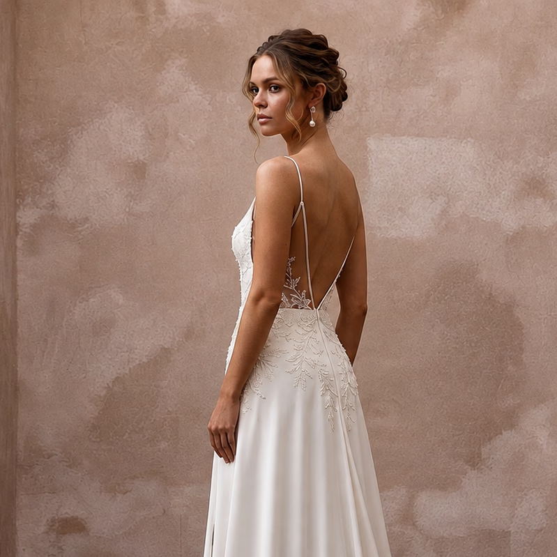 Silk Charmeuse Wedding Dresses with Flowing Silhouettes - Apparel & Accessories > Clothing > Wedding & Bridal Party Dresses > Wedding Dresses - Mignonette Bridal