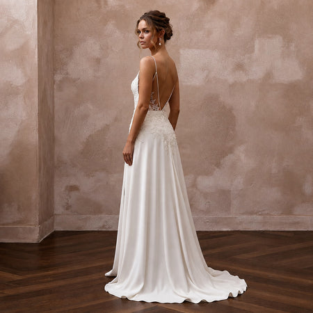 Silk Charmeuse Wedding Dresses with Flowing Silhouettes - Apparel & Accessories > Clothing > Wedding & Bridal Party Dresses > Wedding Dresses - Mignonette Bridal