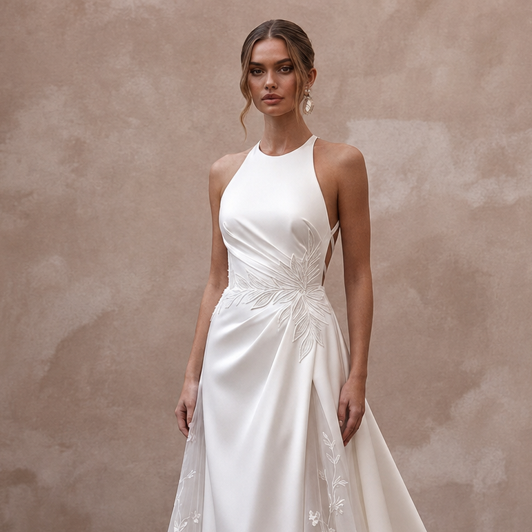 Silk Charmeuse Wedding Dresses with Fluid Movement