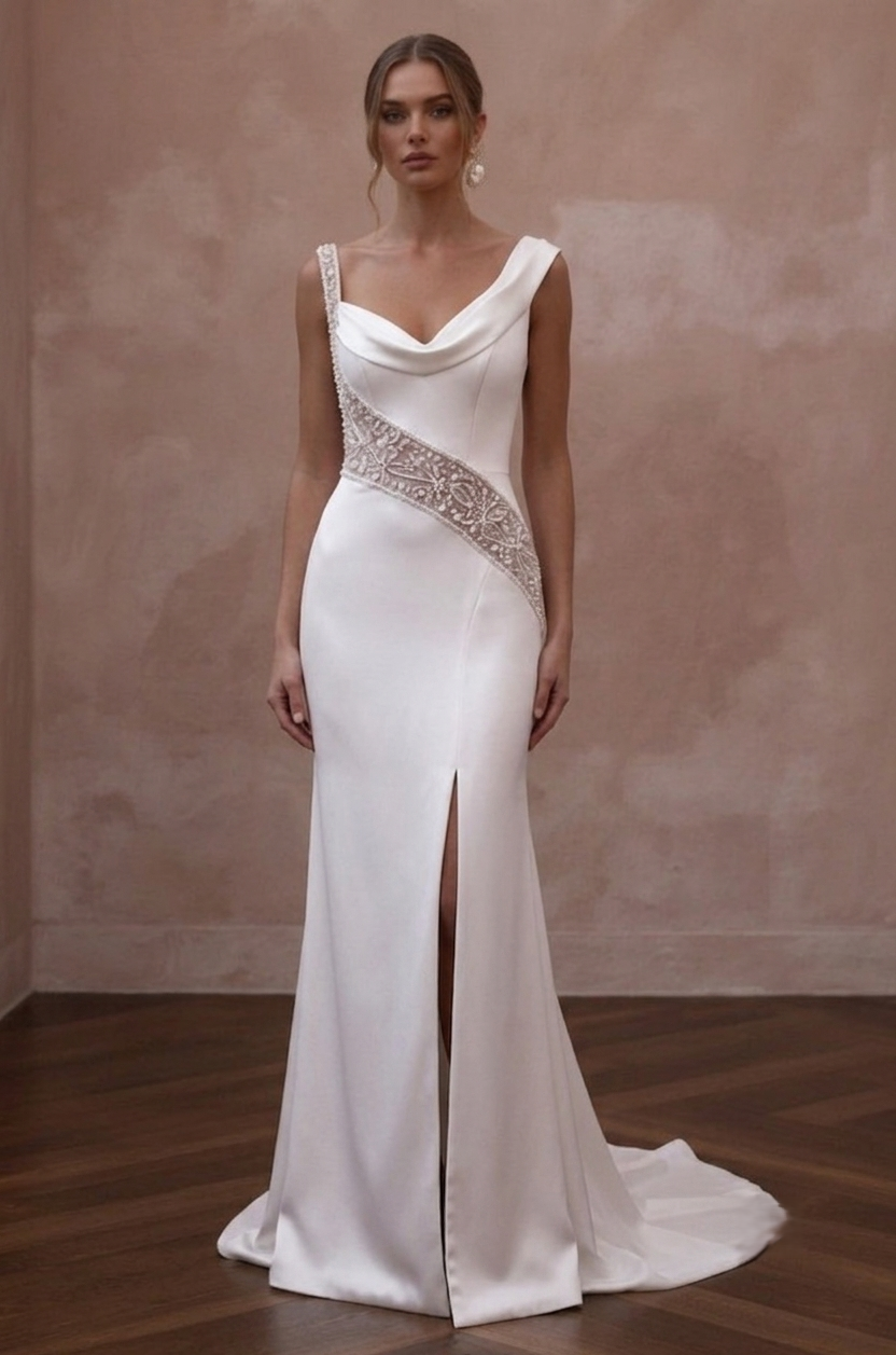 Silk Charmeuse Wedding Dresses with Luxurious Shine Main image