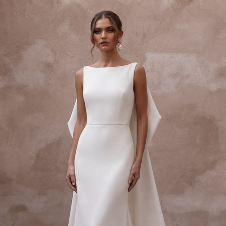 Silk Crepe Wedding Dresses with Minimalist Elegance - Apparel & Accessories > Clothing > Wedding & Bridal Party Dresses > Wedding Dresses - Mignonette