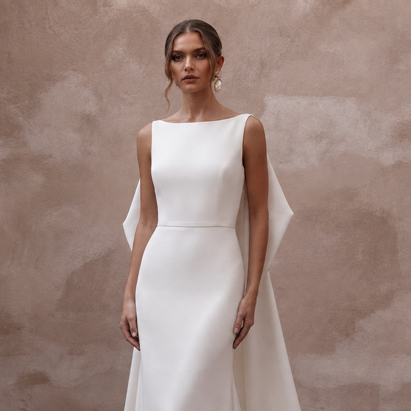 Silk Crepe Wedding Dresses with Minimalist Elegance