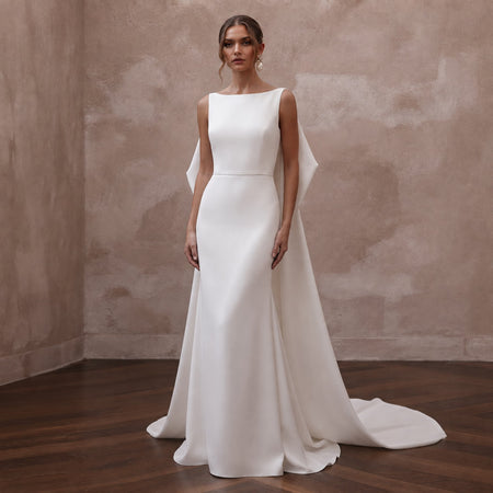 Silk Crepe Wedding Dresses with Minimalist Elegance - Apparel & Accessories > Clothing > Wedding & Bridal Party Dresses > Wedding Dresses - Mignonette