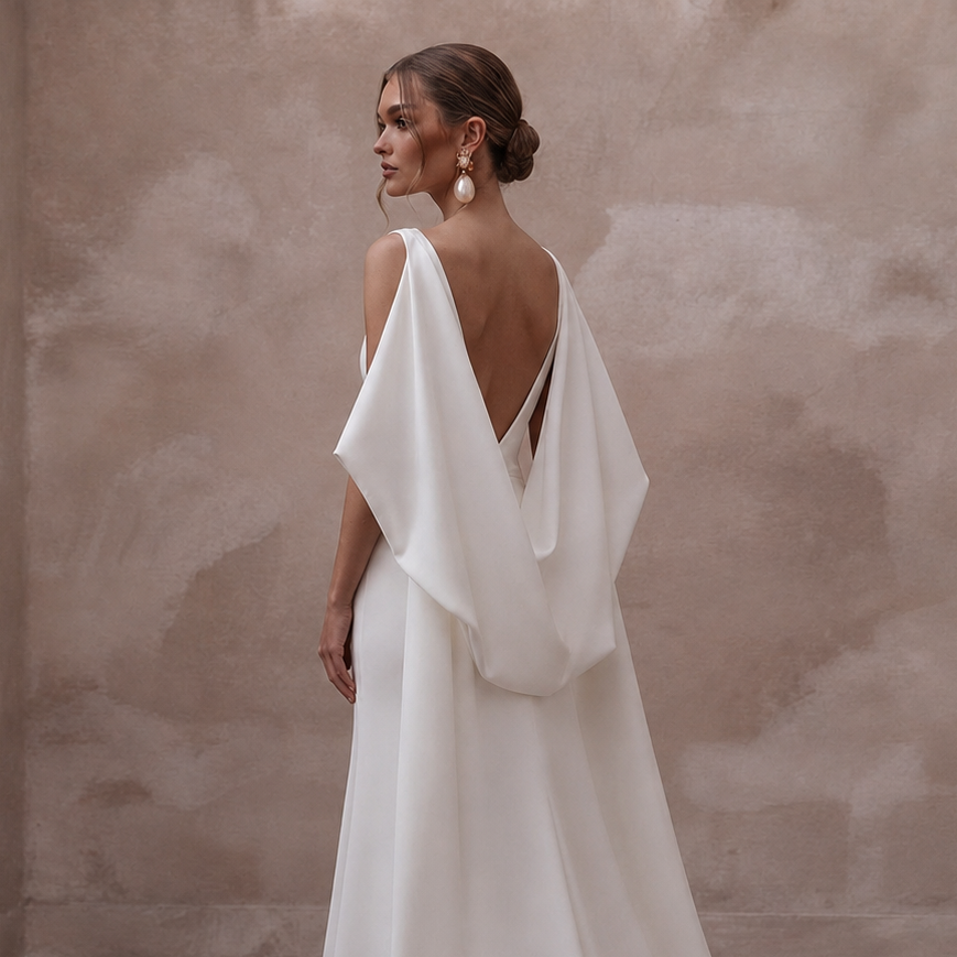 Silk Crepe Wedding Dresses with Minimalist Elegance