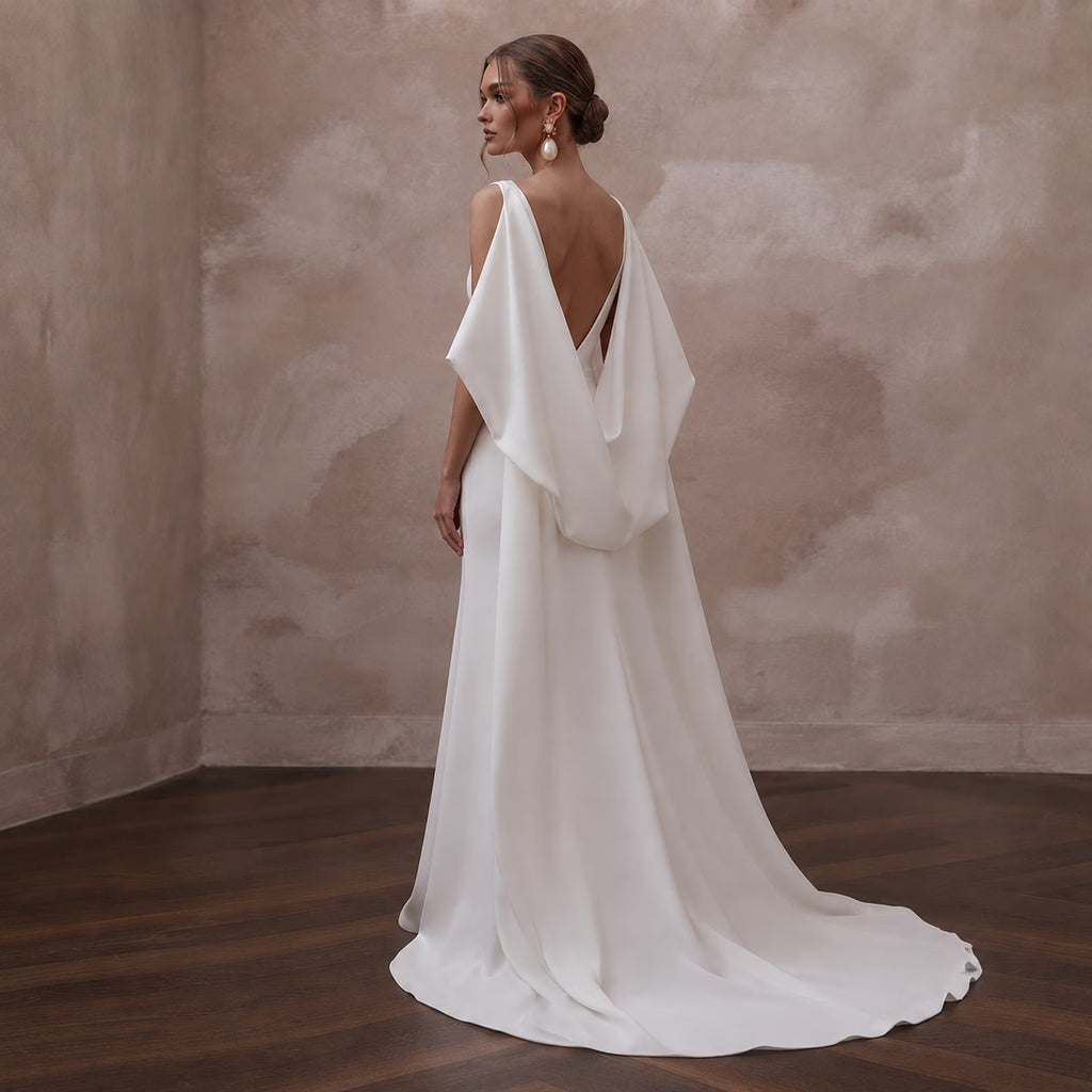 Silk Crepe Wedding Dresses with Minimalist Elegance - Apparel & Accessories > Clothing > Wedding & Bridal Party Dresses > Wedding Dresses - Mignonette