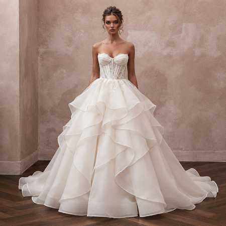 Silk Organza Ball Gown Wedding Dresses with Elegant Layers