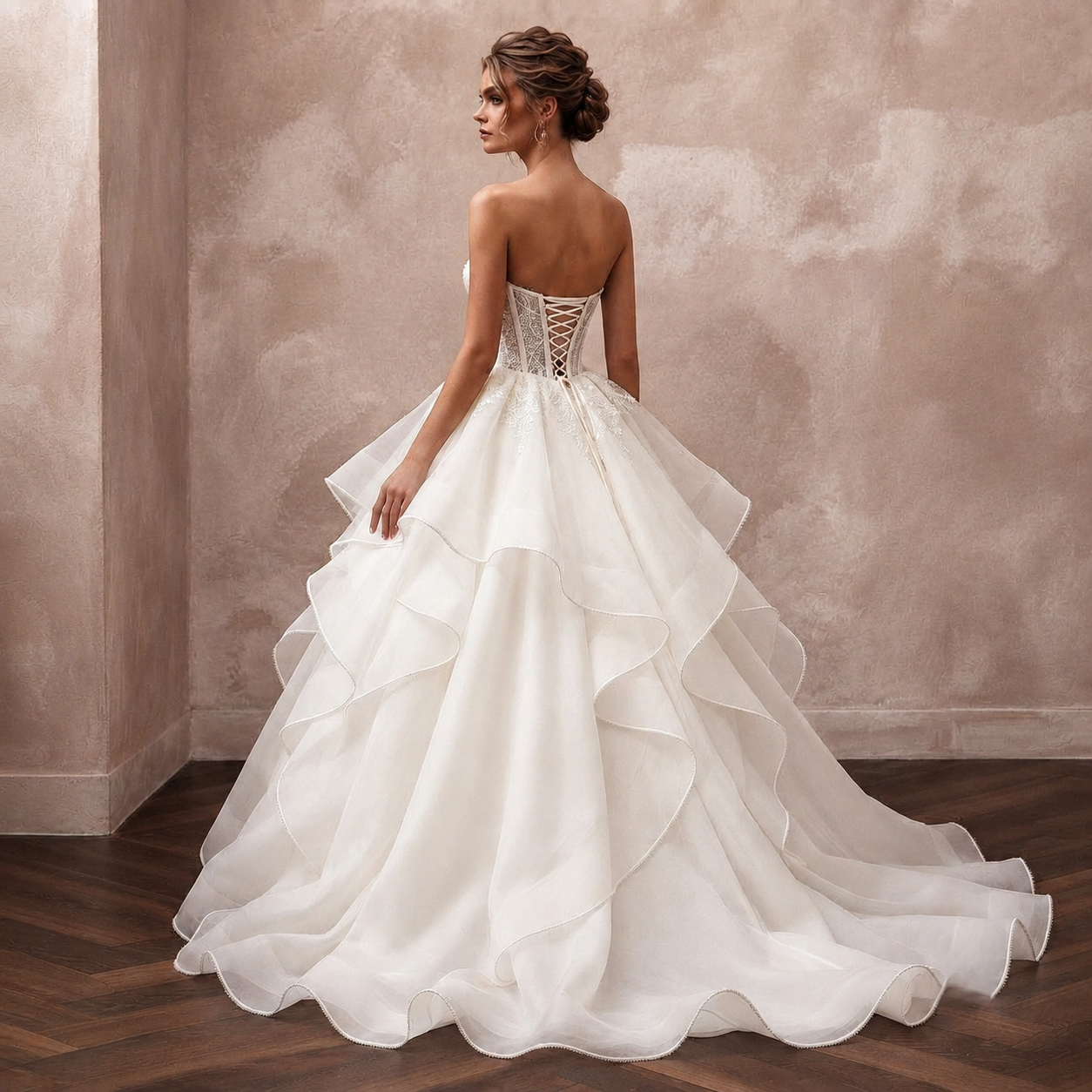 Silk Organza Ball Gown Wedding Dresses with Elegant Layers Secondary image