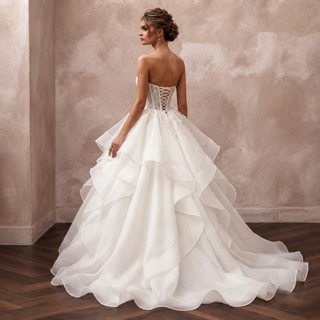 Silk Organza Ball Gown Wedding Dresses with Elegant Layers