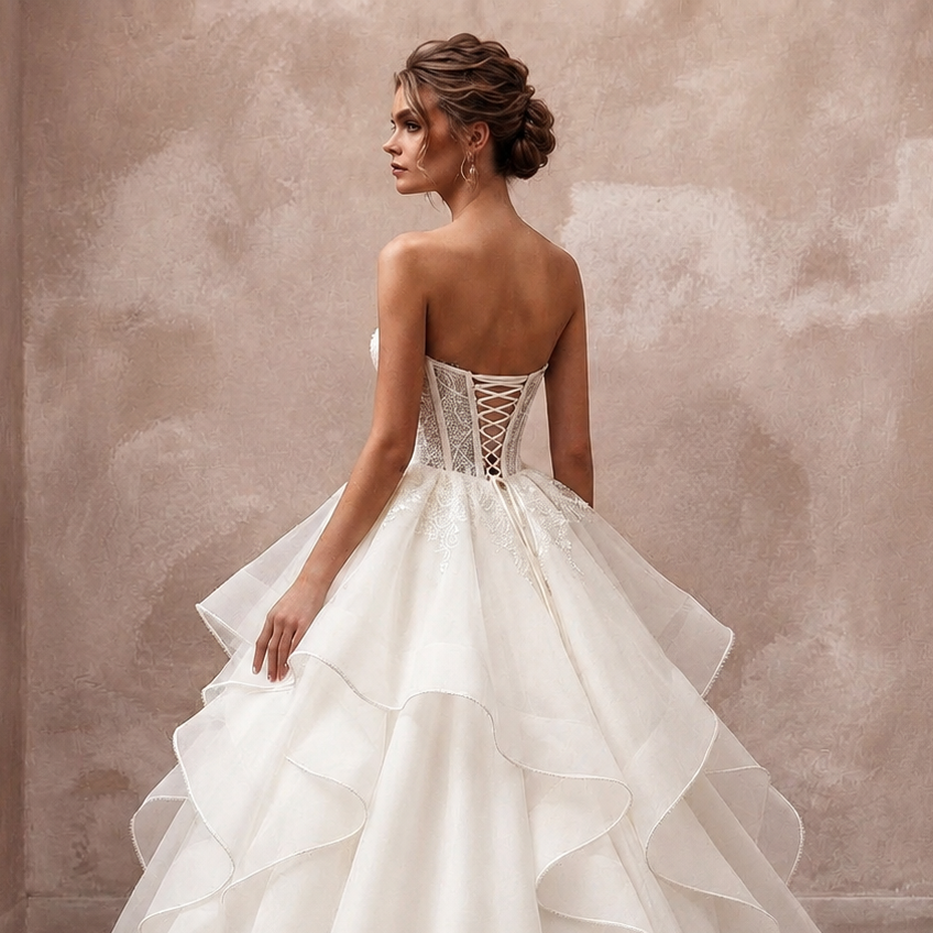 Silk Organza Ball Gown Wedding Dresses with Elegant Layers