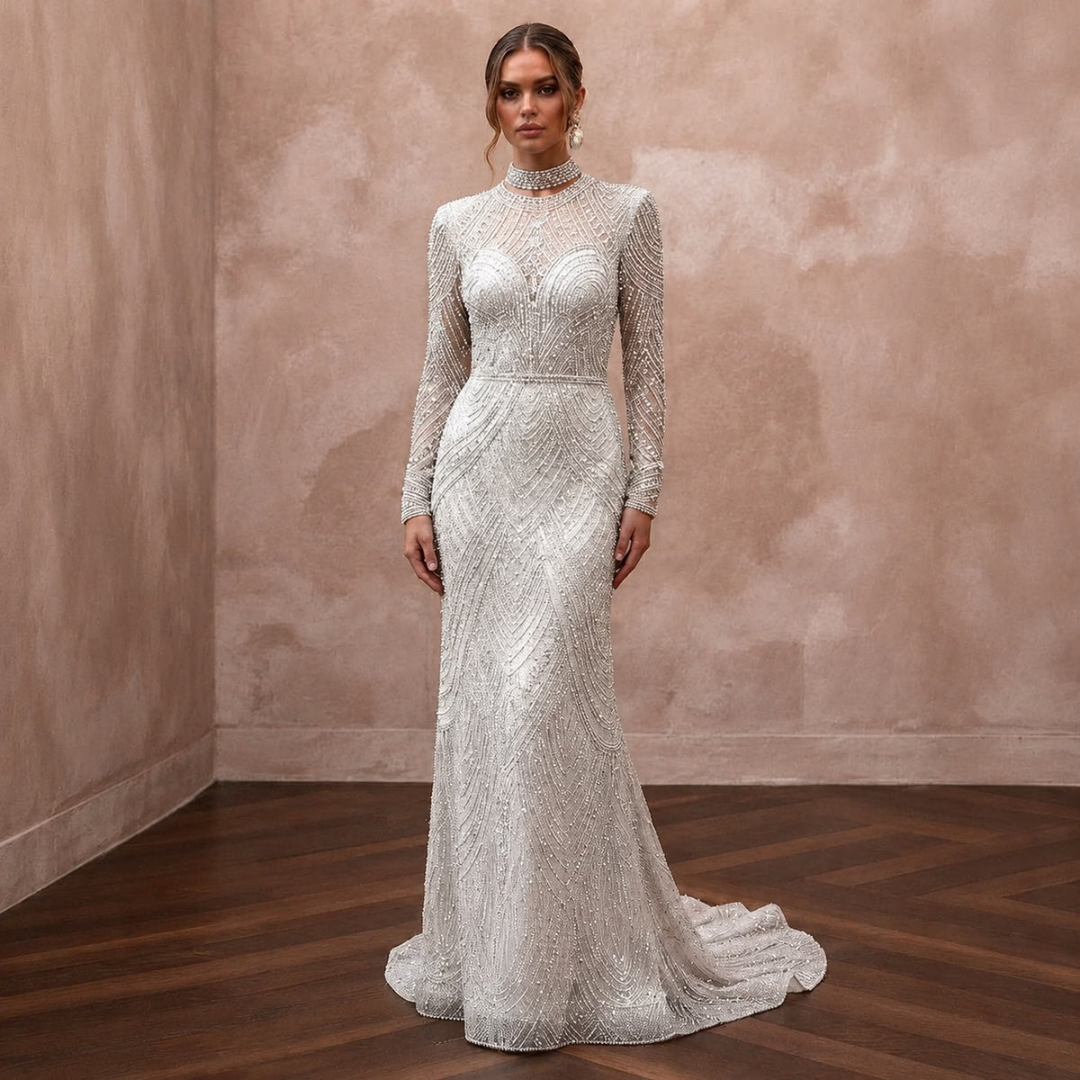 Silver Wedding Dresses with Crystal Beadwork - Apparel & Accessories > Clothing > Wedding & Bridal Party Dresses > Wedding Dresses - Mignonette Bridal Main image