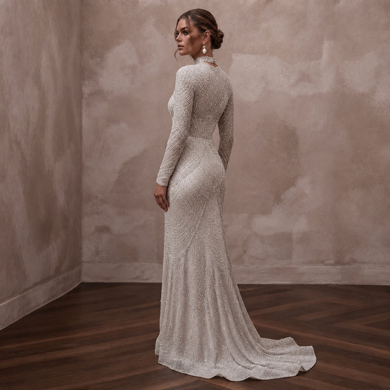 Silver Wedding Dresses with Crystal Beadwork Secondary image
