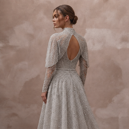 Silver Wedding Dresses with Sparkling Beadwork