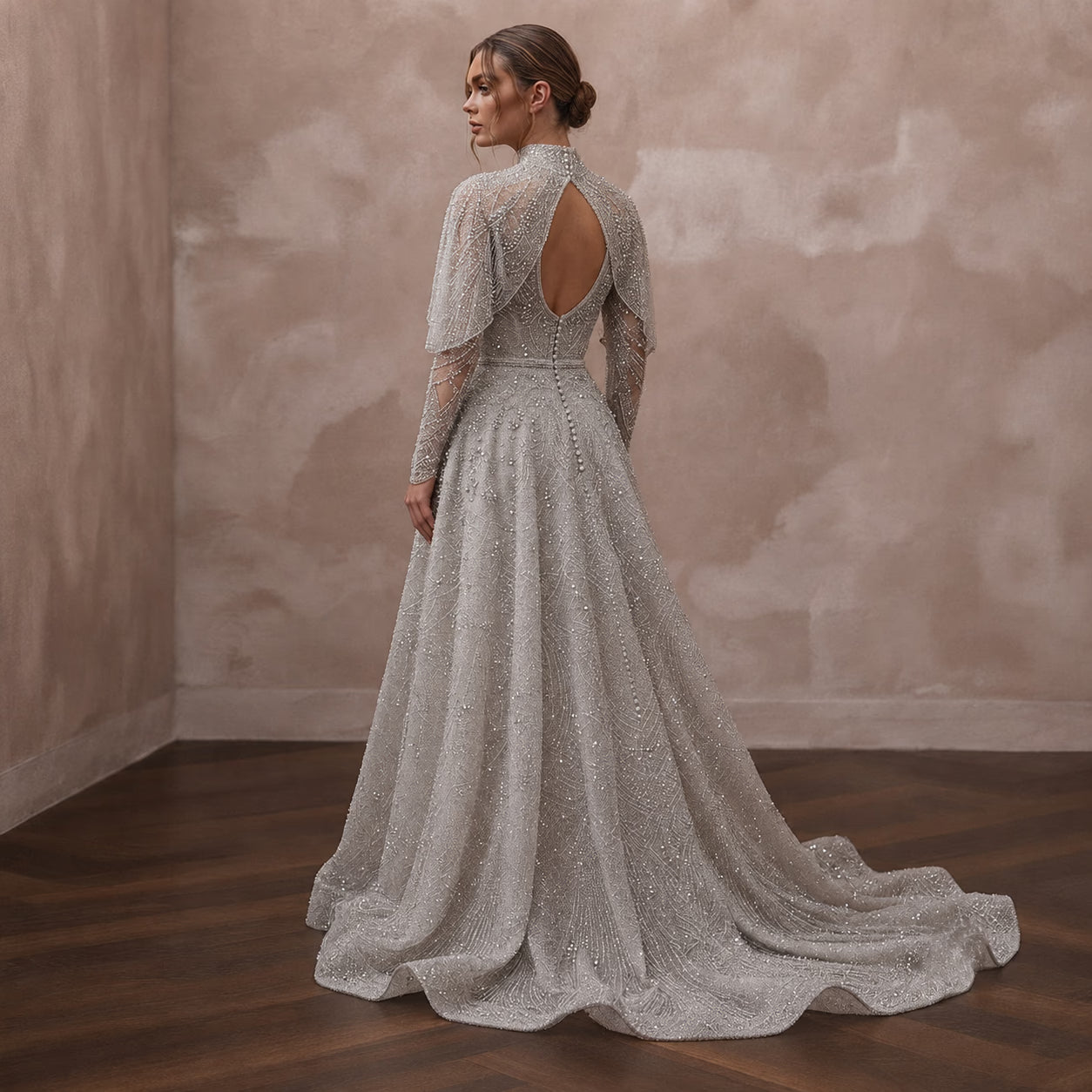 Silver Wedding Dresses with Sparkling Beadwork - Apparel & Accessories > Clothing > Wedding & Bridal Party Dresses > Wedding Dresses - Mignonette