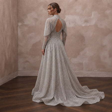 Silver Wedding Dresses with Sparkling Beadwork - Apparel & Accessories > Clothing > Wedding & Bridal Party Dresses > Wedding Dresses - Mignonette