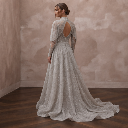 Silver Wedding Dresses with Sparkling Beadwork