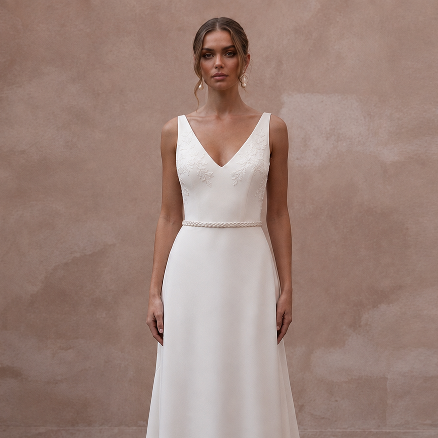 Simple A-Line Bridal Dress for a Private Destination Wedding