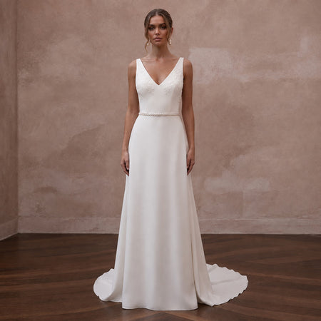 Simple A - Line Bridal Dress for a Private Destination Wedding - Apparel & Accessories > Clothing > Wedding & Bridal Party Dresses > Wedding Dresses - Mignonette Bridal