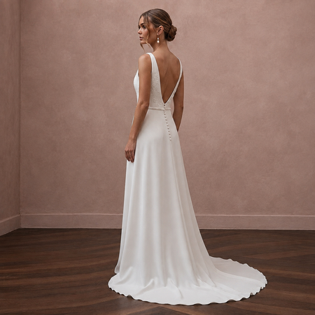 Simple A-Line Bridal Dress for a Private Destination Wedding