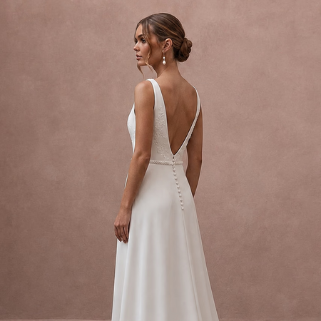 Simple A - Line Bridal Dress for a Private Destination Wedding - Apparel & Accessories > Clothing > Wedding & Bridal Party Dresses > Wedding Dresses - Mignonette Bridal