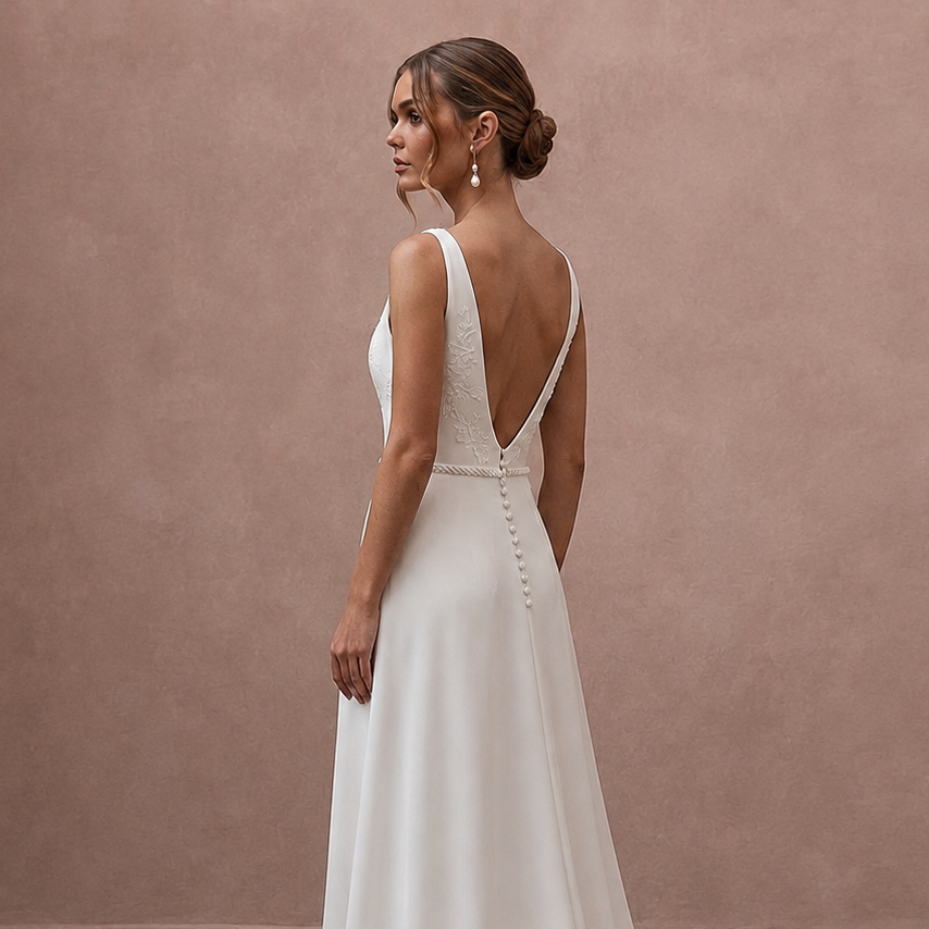Simple A-Line Bridal Dress for a Private Destination Wedding