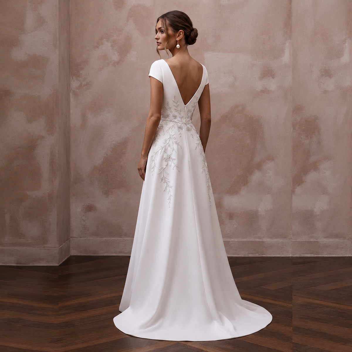 Simple A - Line Bridal Gown for a City Hall Wedding - Apparel & Accessories > Clothing > Wedding & Bridal Party Dresses > Wedding Dresses - Mignonette Bridal