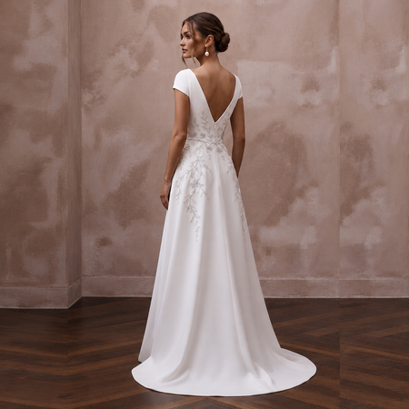 Simple A - Line Bridal Gown for a City Hall Wedding - Apparel & Accessories > Clothing > Wedding & Bridal Party Dresses > Wedding Dresses - Mignonette Bridal