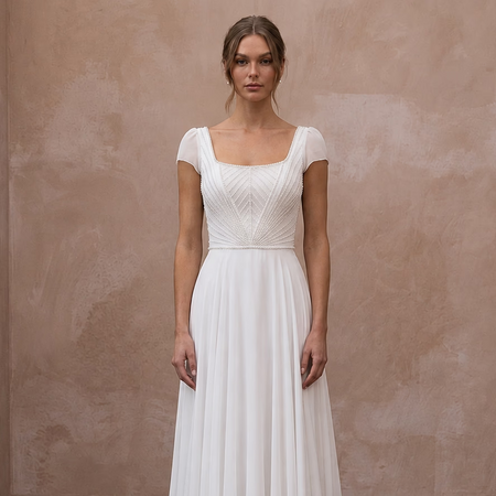 Simple Chiffon Bridal Dress for a Courthouse Wedding