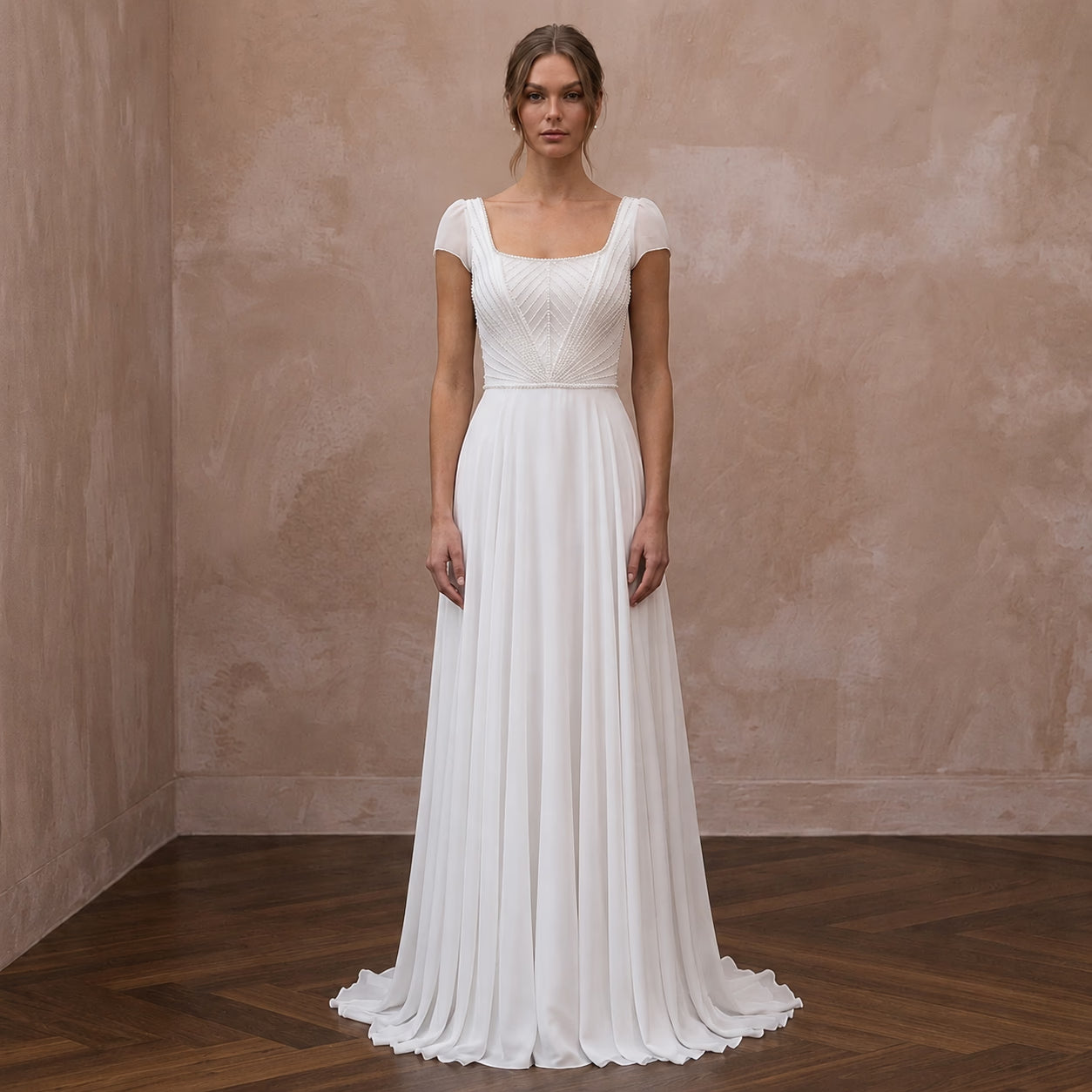 Simple Chiffon Bridal Dress for a Courthouse Wedding Main image