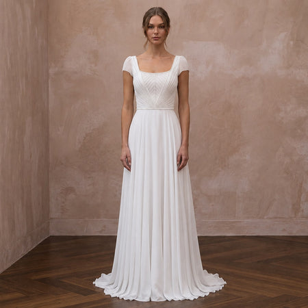 Simple Chiffon Bridal Dress for a Courthouse Wedding