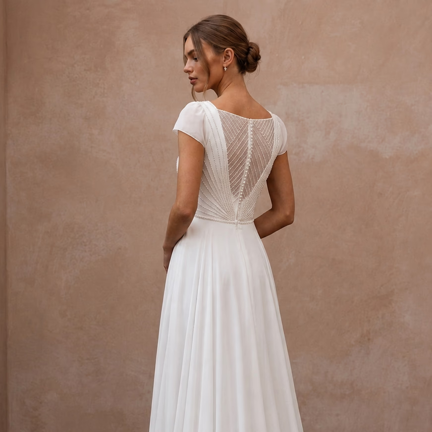 Simple Chiffon Bridal Dress for a Courthouse Wedding