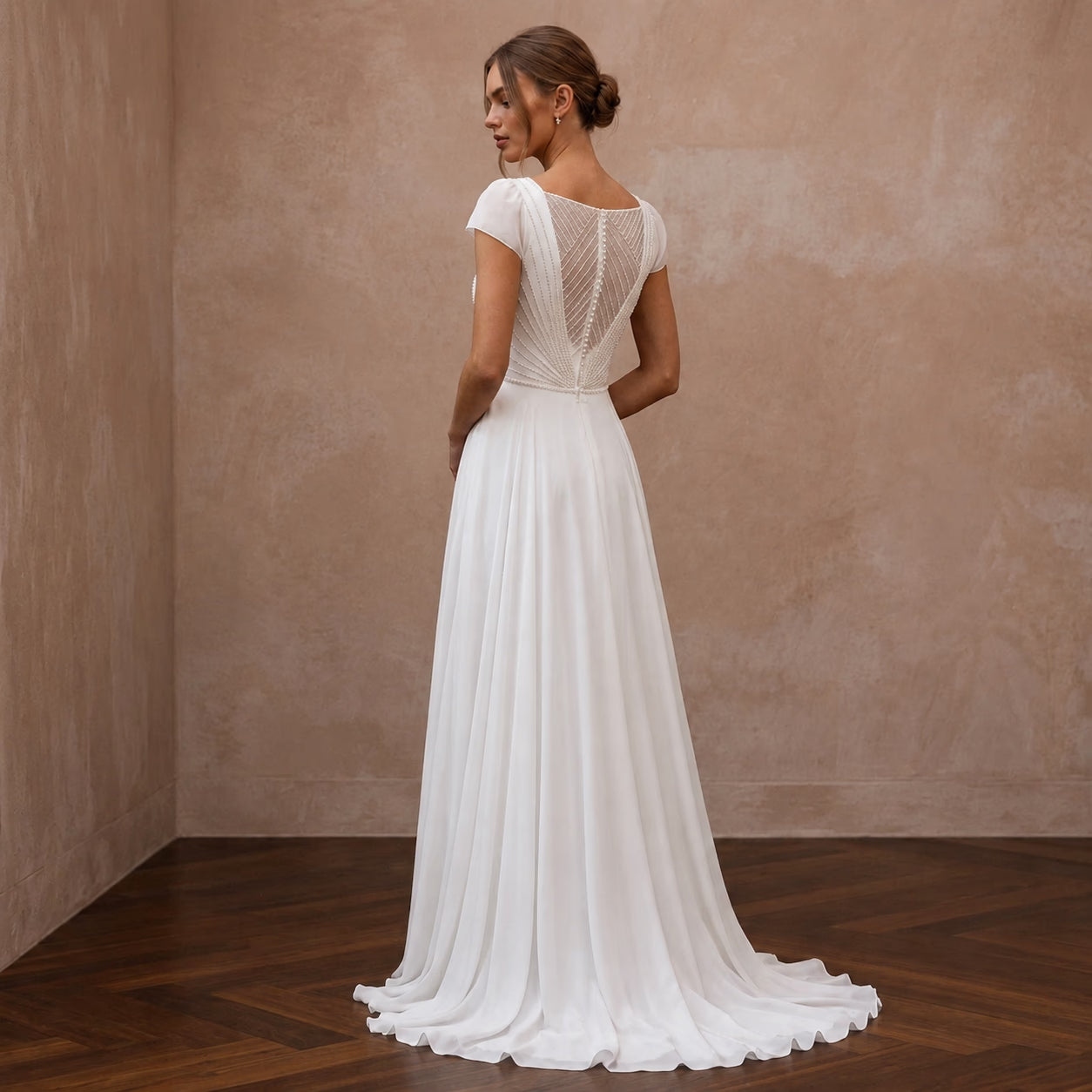 Simple Chiffon Bridal Dress for a Courthouse Wedding