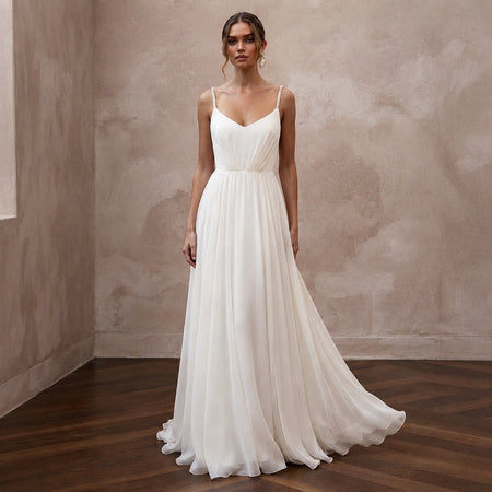 Simple Chiffon Wedding Dress for a Beach Wedding
