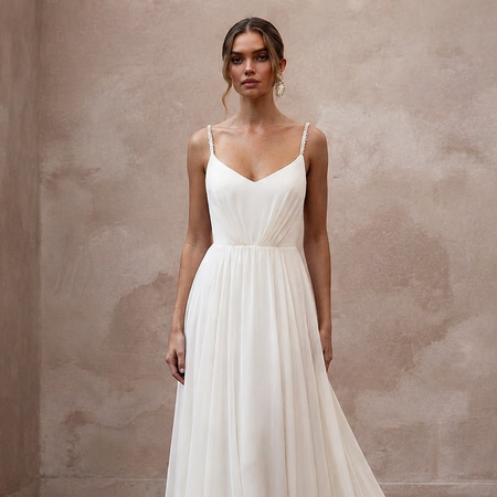 Simple Chiffon Wedding Dress for a Beach Wedding