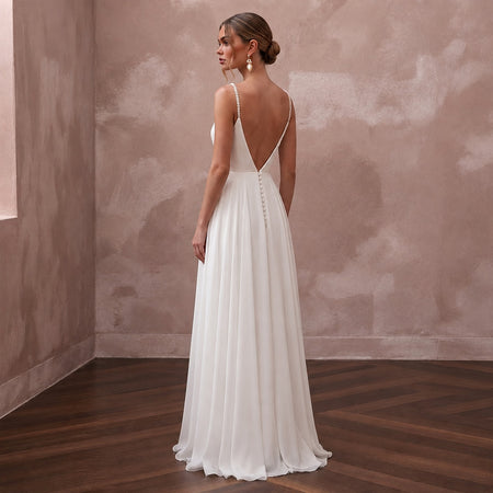 Simple Chiffon Wedding Dress for a Beach Wedding