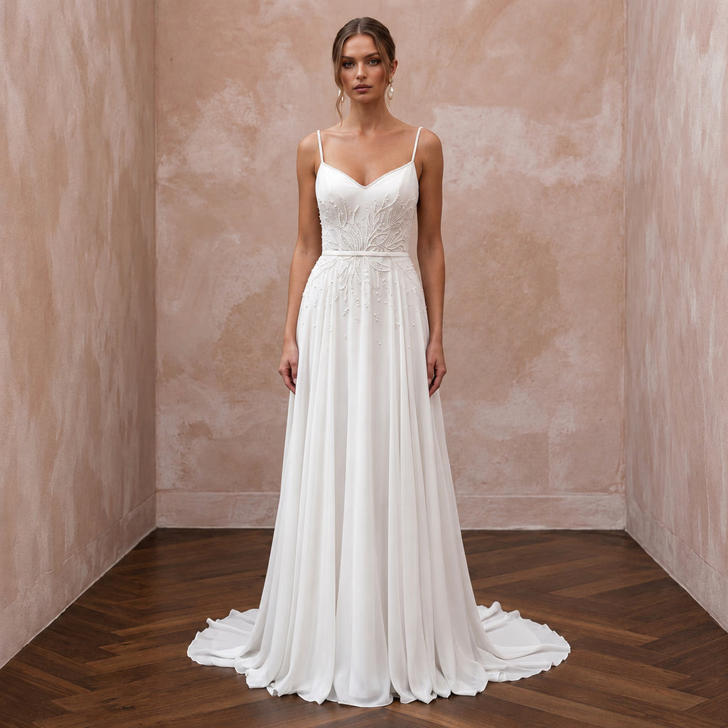 Simple Chiffon Wedding Dress for a Mature Bride