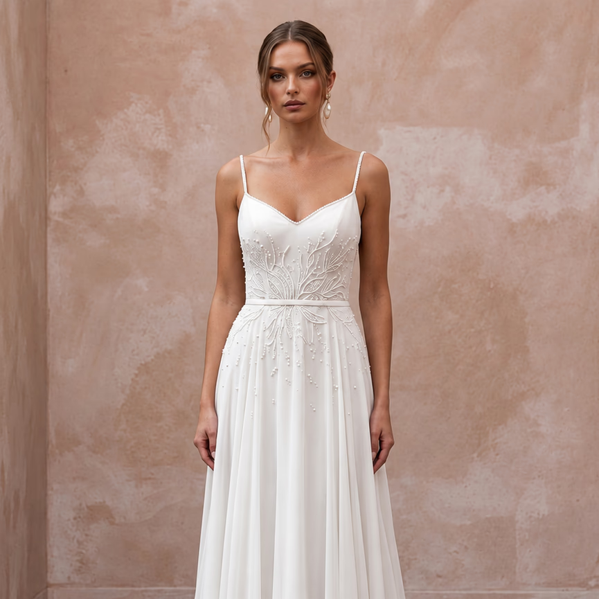 Simple Chiffon Wedding Dress for a Mature Bride
