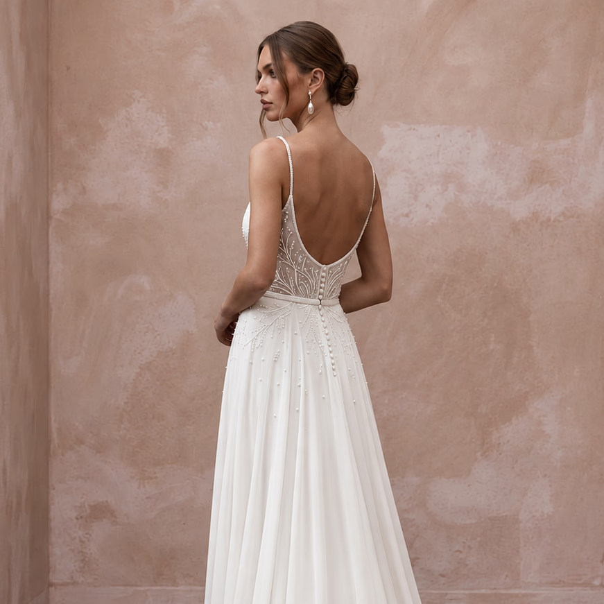 Simple Chiffon Wedding Dress for a Mature Bride