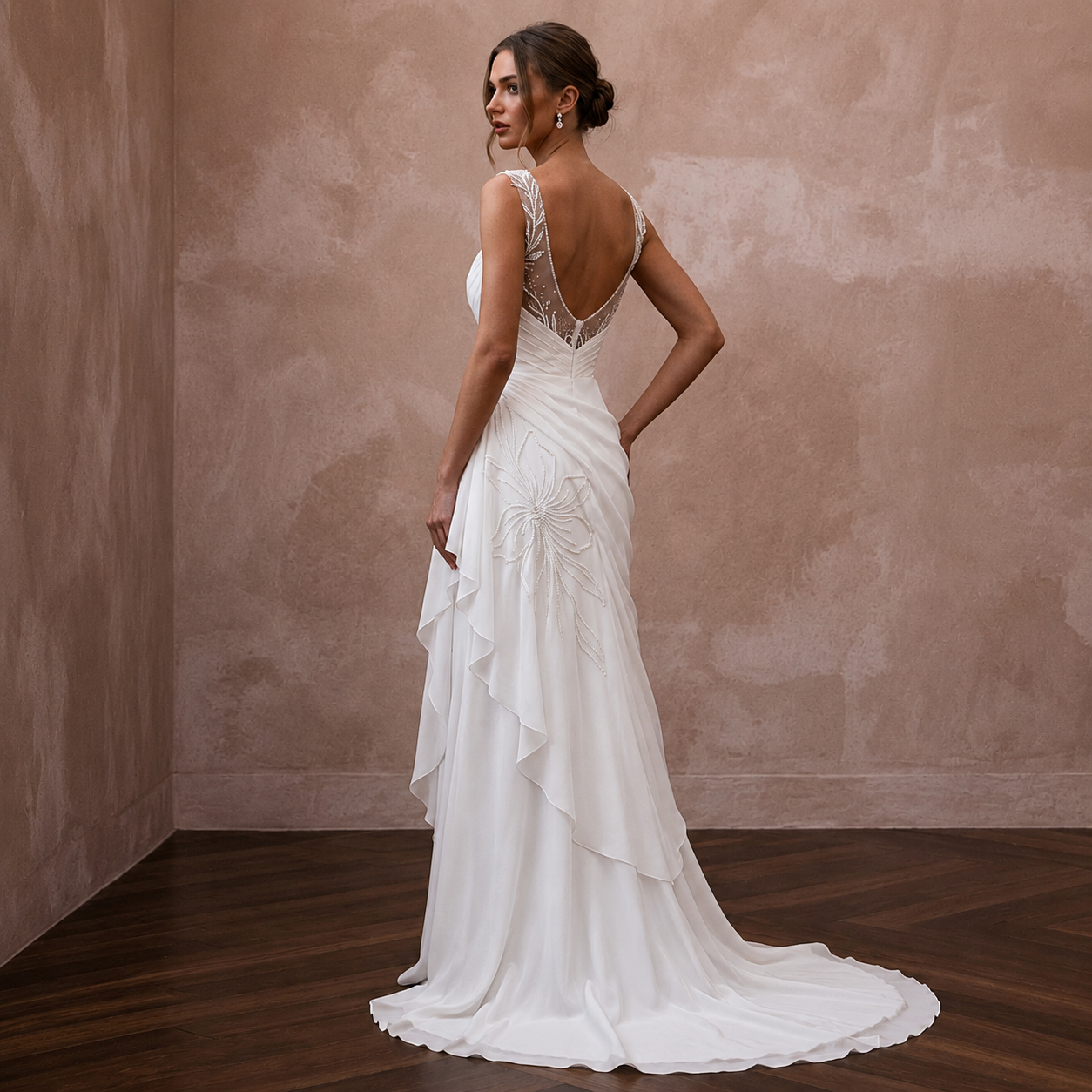 Simple Chiffon Wedding Gown for a City Hall Wedding