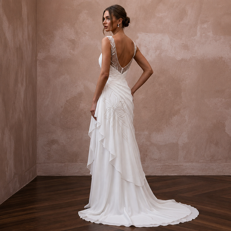Simple Chiffon Wedding Gown for a City Hall Wedding
