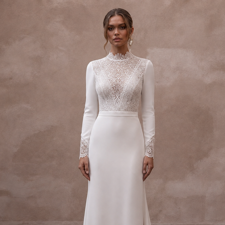 Simple Crepe Bridal Dress for a Mountain Elopement