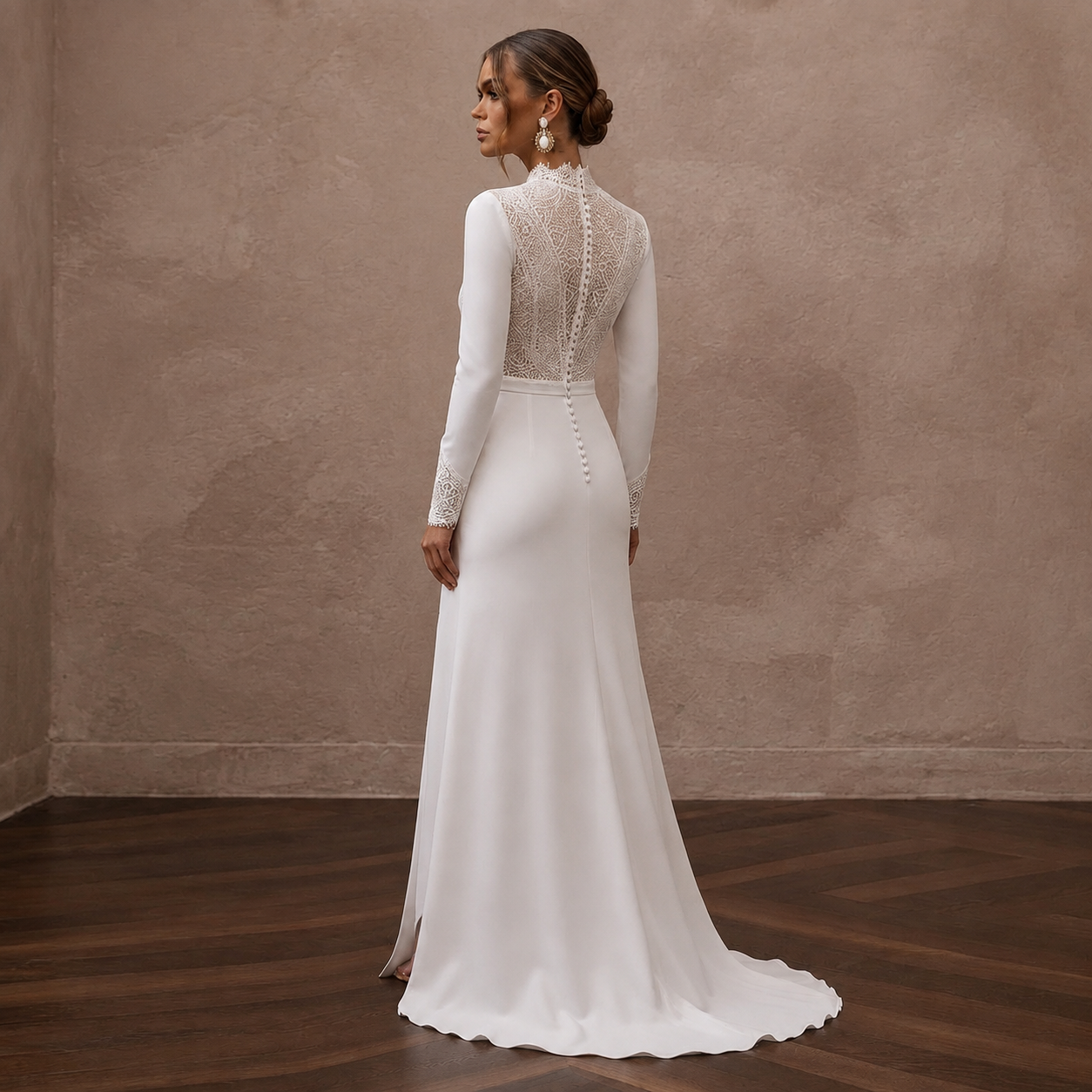 Simple Crepe Bridal Dress for a Mountain Elopement