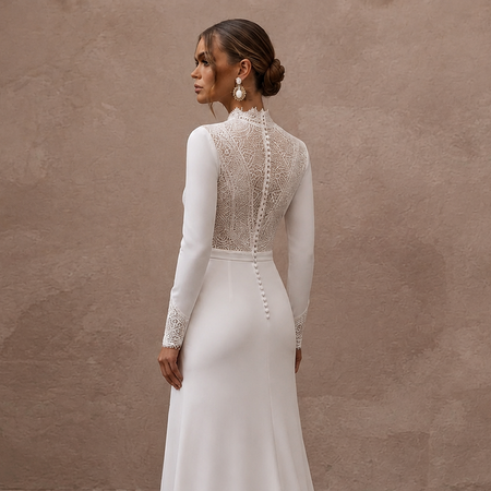 Simple Crepe Bridal Dress for a Mountain Elopement