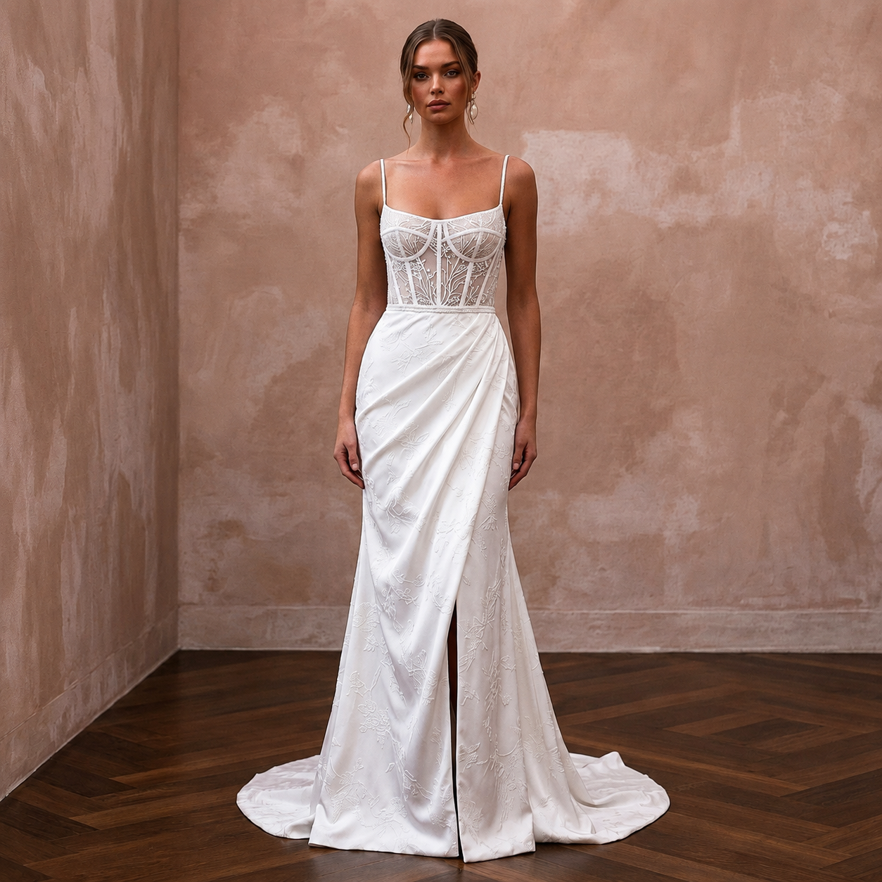 Simple Crepe Mermaid Wedding Dress for a Civil Wedding - Apparel & Accessories > Clothing > Wedding & Bridal Party Dresses > Wedding Dresses - Mignonette Bridal