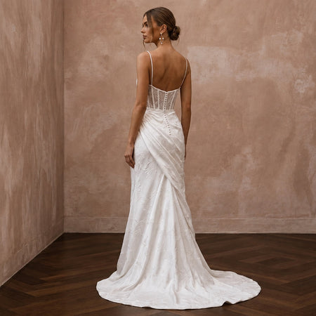Simple Crepe Mermaid Wedding Dress for a Civil Wedding - Apparel & Accessories > Clothing > Wedding & Bridal Party Dresses > Wedding Dresses - Mignonette Bridal