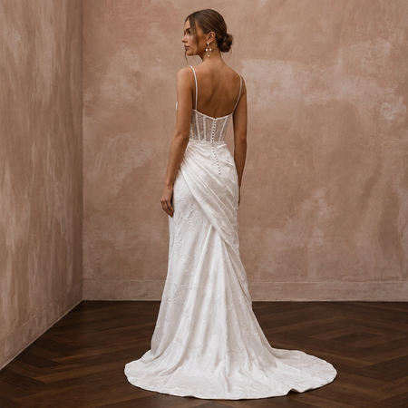 Simple Crepe Mermaid Wedding Dress for a Civil Wedding - Apparel & Accessories > Clothing > Wedding & Bridal Party Dresses > Wedding Dresses - Mignonette Bridal